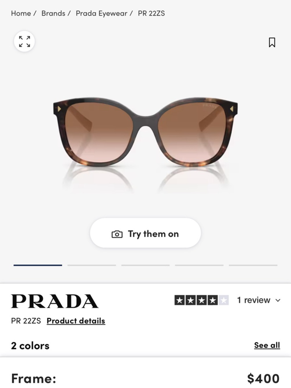 Prada Tortoiseshell Sunglasses with Brown Gradient Lenses